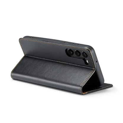 FIERRE SHANN For Samsung Galaxy S24+ Magnetic Case PU Leather+TPU Smart Phone Protector