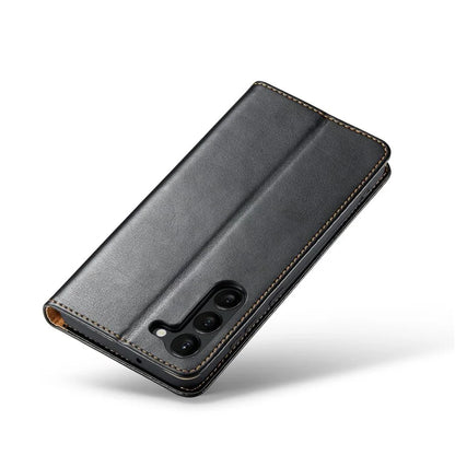 FIERRE SHANN For Samsung Galaxy S24+ Magnetic Case PU Leather+TPU Smart Phone Protector