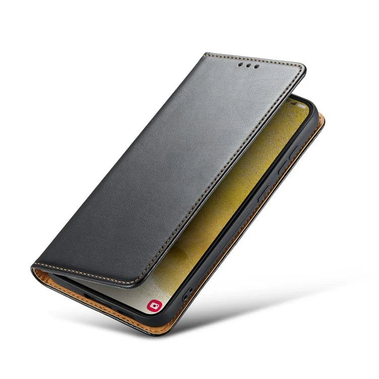 FIERRE SHANN For Samsung Galaxy S24+ Magnetic Case PU Leather+TPU Smart Phone Protector