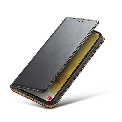 FIERRE SHANN For Samsung Galaxy S24+ Magnetic Case PU Leather+TPU Smart Phone Protector