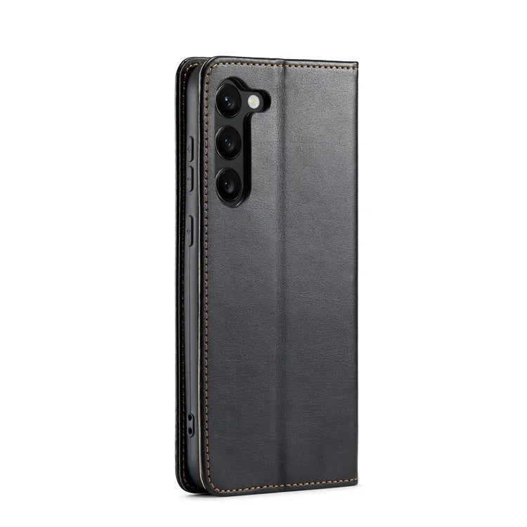 FIERRE SHANN For Samsung Galaxy S24+ Magnetic Case PU Leather+TPU Smart Phone Protector