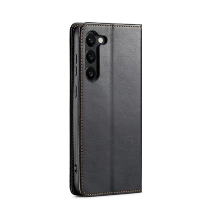 FIERRE SHANN For Samsung Galaxy S24+ Magnetic Case PU Leather+TPU Smart Phone Protector