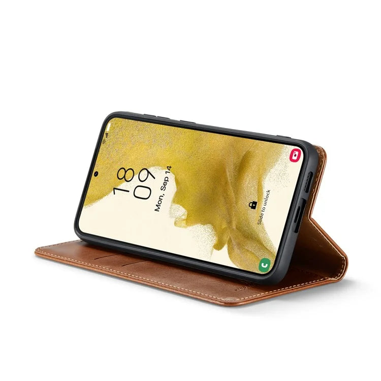 FIERRE SHANN For Samsung Galaxy S24+ Magnetic Case PU Leather+TPU Smart Phone Protector