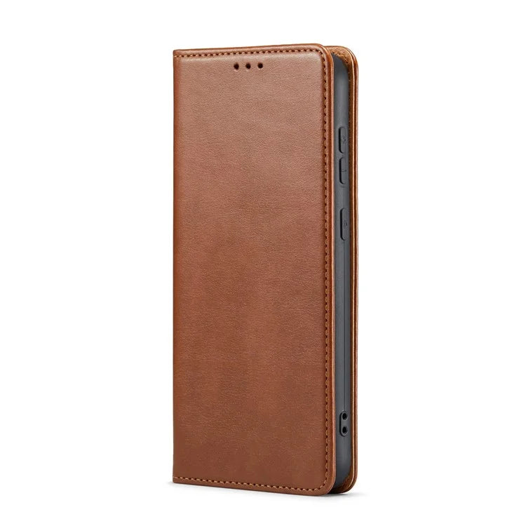 FIERRE SHANN For Samsung Galaxy S24+ Magnetic Case PU Leather+TPU Smart Phone Protector