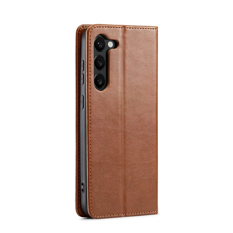 FIERRE SHANN For Samsung Galaxy S24+ Magnetic Case PU Leather+TPU Smart Phone Protector