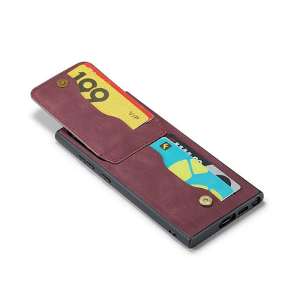 FIERRE SHANN For Samsung Galaxy S24 Ultra Case Crazy Horse Texture Card Slots Phone Cover