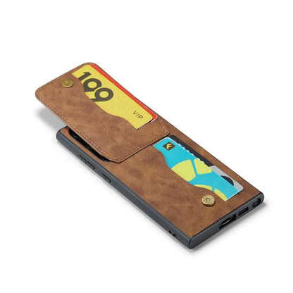 FIERRE SHANN For Samsung Galaxy S24 Ultra Case Crazy Horse Texture Card Slots Phone Cover