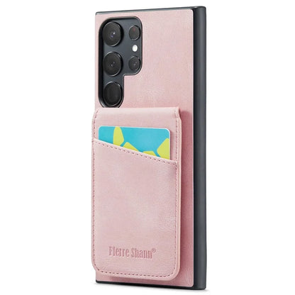 FIERRE SHANN For Samsung Galaxy S24 Ultra Case Crazy Horse Texture Card Slots Phone Cover