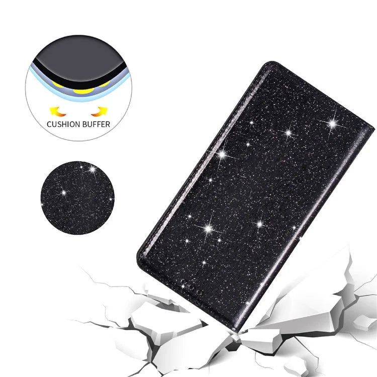 For Samsung Galaxy S24+ Case Card Holder Glittery Leather Stand Cover