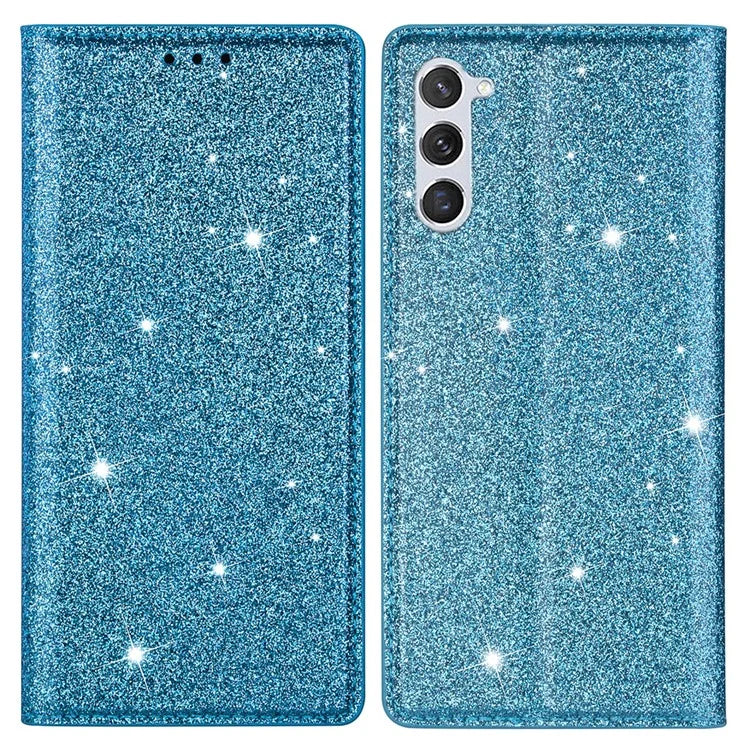 For Samsung Galaxy S24+ Case Card Holder Glittery Leather Stand Cover