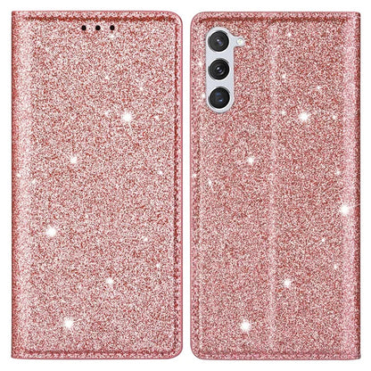 For Samsung Galaxy S24+ Case Card Holder Glittery Leather Stand Cover