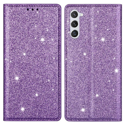 For Samsung Galaxy S24+ Case Card Holder Glittery Leather Stand Cover