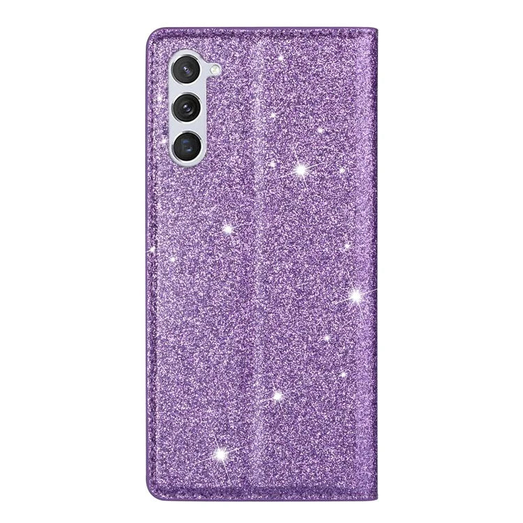 For Samsung Galaxy S24+ Case Card Holder Glittery Leather Stand Cover