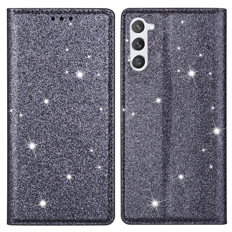 For Samsung Galaxy S24+ Case Card Holder Glittery Leather Stand Cover