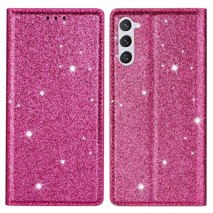 For Samsung Galaxy S24+ Case Card Holder Glittery Leather Stand Cover