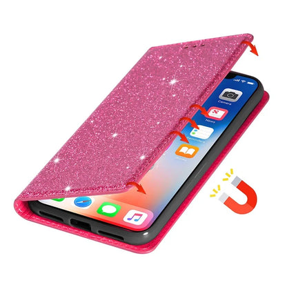 For Samsung Galaxy S24+ Case Card Holder Glittery Leather Stand Cover