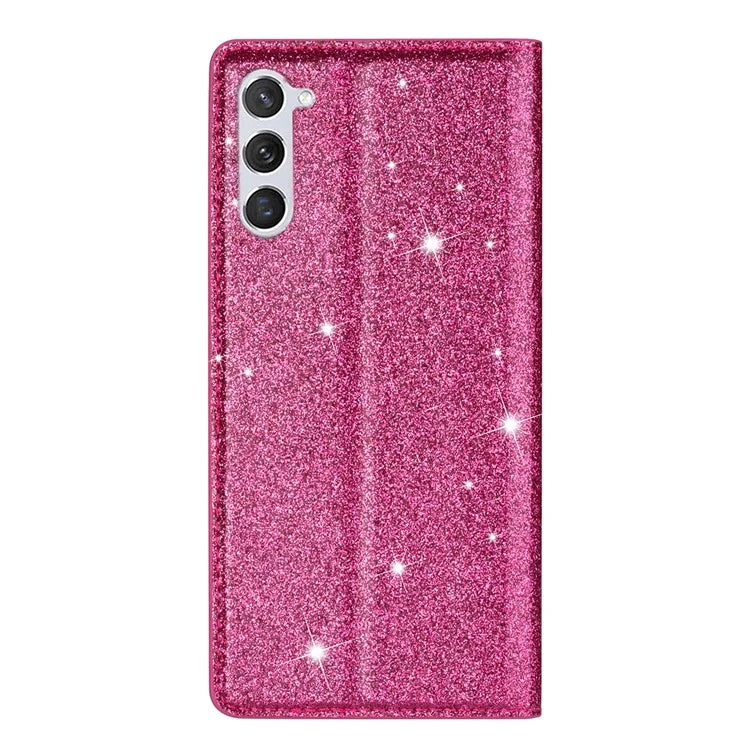 For Samsung Galaxy S24+ Case Card Holder Glittery Leather Stand Cover