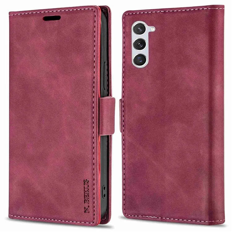 N.BEKUS For Samsung Galaxy S24+ Leather Case Solid Color Phone Cover