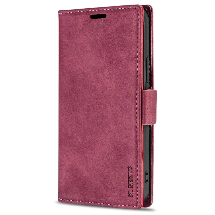 N.BEKUS For Samsung Galaxy S24+ Leather Case Solid Color Phone Cover