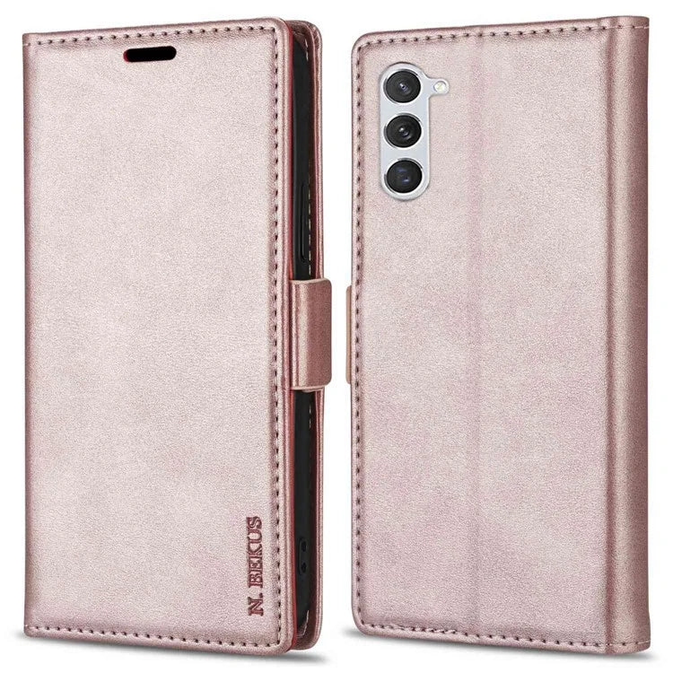 N.BEKUS For Samsung Galaxy S24+ Leather Case Solid Color Phone Cover
