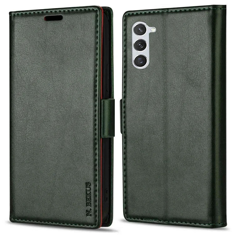 N.BEKUS For Samsung Galaxy S24+ Leather Case Solid Color Phone Cover