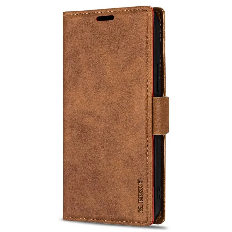 N.BEKUS For Samsung Galaxy S24+ Leather Case Solid Color Phone Cover