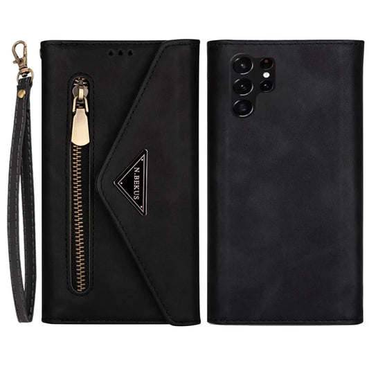 N.BEKUS For Samsung Galaxy S24 Ultra Wallet Cell Phone Cases with Short + Long Strap