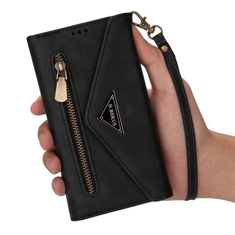 N.BEKUS For Samsung Galaxy S24 Ultra Wallet Cell Phone Cases with Short + Long Strap