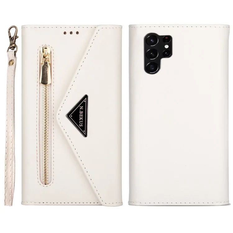 N.BEKUS For Samsung Galaxy S24 Ultra Wallet Cell Phone Cases with Short + Long Strap