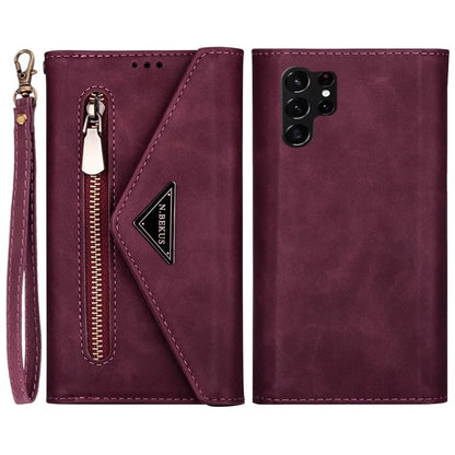 N.BEKUS For Samsung Galaxy S24 Ultra Wallet Cell Phone Cases with Short + Long Strap