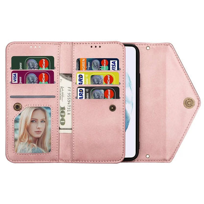 N.BEKUS For Samsung Galaxy S24 Ultra Wallet Cell Phone Cases with Short + Long Strap