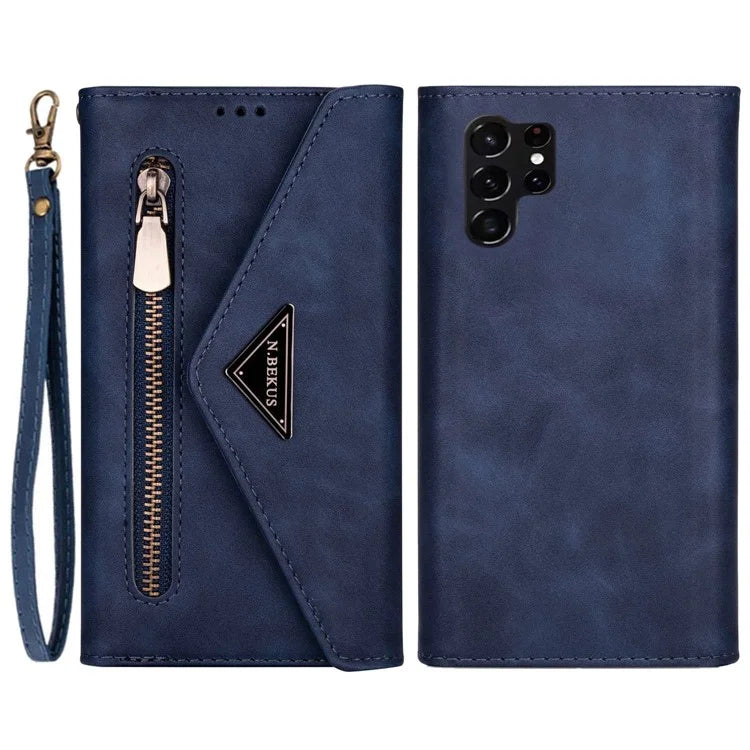 N.BEKUS For Samsung Galaxy S24 Ultra Wallet Cell Phone Cases with Short + Long Strap