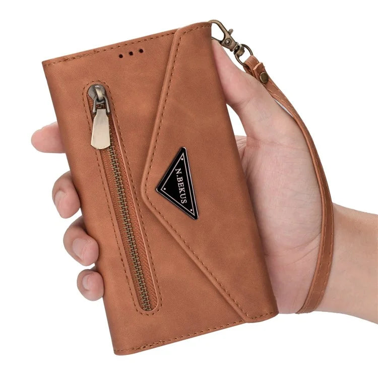 N.BEKUS For Samsung Galaxy S24 Ultra Wallet Cell Phone Cases with Short + Long Strap
