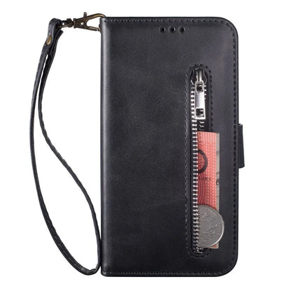 For Samsung Galaxy S24 Ultra Case Zipper Pocket Calf Texture Leather Phone Cover