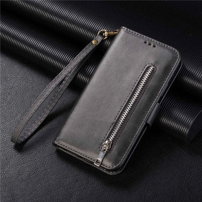 For Samsung Galaxy S24 Ultra Case Zipper Pocket Calf Texture Leather Phone Cover