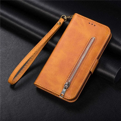 For Samsung Galaxy S24 Ultra Case Zipper Pocket Calf Texture Leather Phone Cover