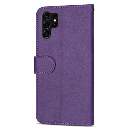 For Samsung Galaxy S24 Ultra Case Zipper Pocket Calf Texture Leather Phone Cover