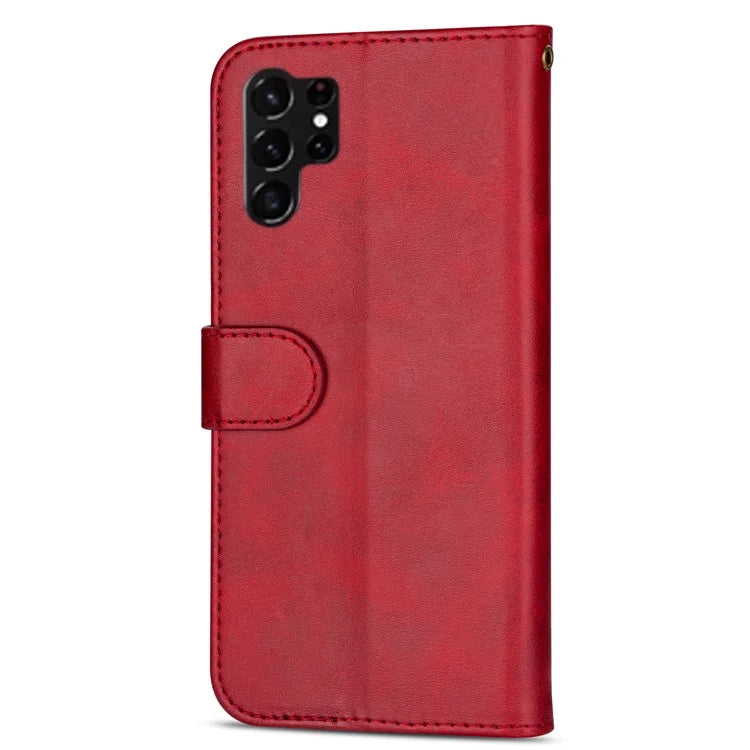 For Samsung Galaxy S24 Ultra Case Zipper Pocket Calf Texture Leather Phone Cover