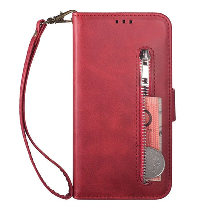 For Samsung Galaxy S24 Ultra Case Zipper Pocket Calf Texture Leather Phone Cover