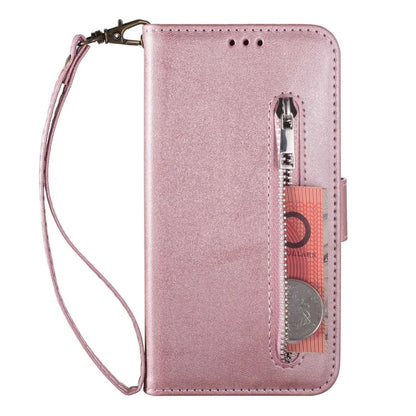 For Samsung Galaxy S24 Ultra Case Zipper Pocket Calf Texture Leather Phone Cover