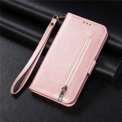 For Samsung Galaxy S24 Ultra Case Zipper Pocket Calf Texture Leather Phone Cover