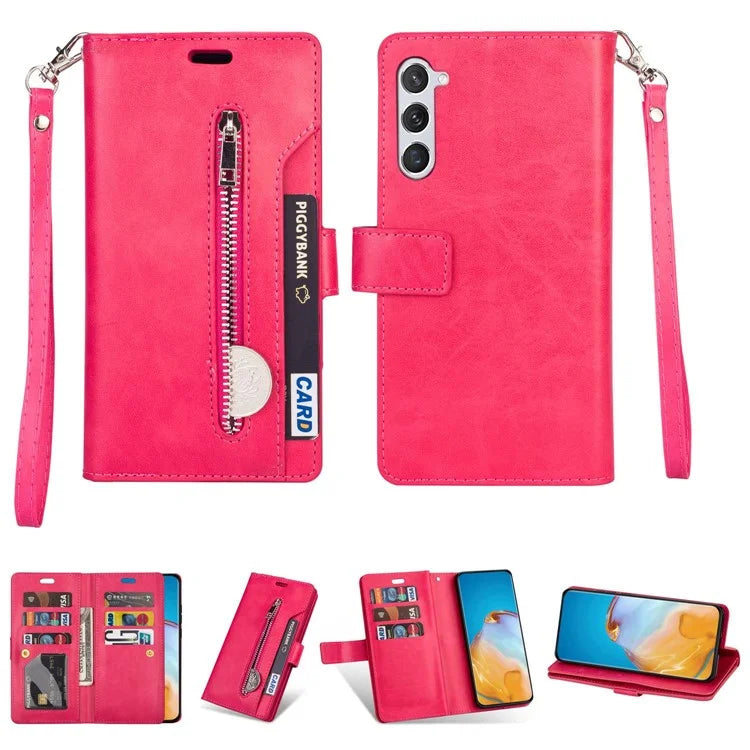 For Samsung Galaxy S24 Case Zipper Pocket Multifunctional Leather Phone Cover