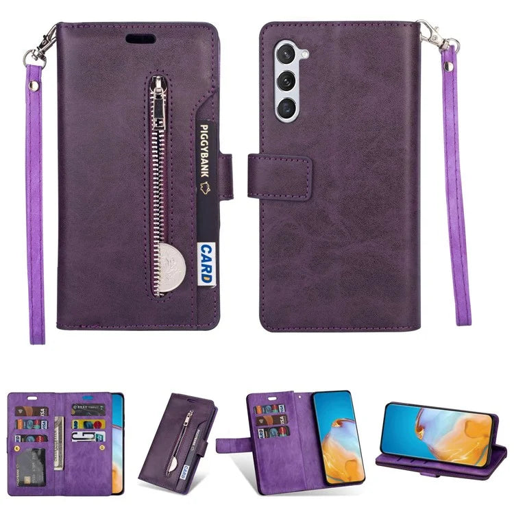 For Samsung Galaxy S24 Case Zipper Pocket Multifunctional Leather Phone Cover