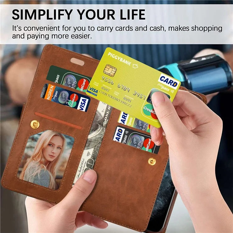 For Samsung Galaxy S24 Case Zipper Pocket Multifunctional Leather Phone Cover