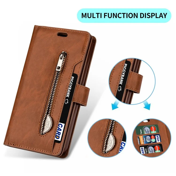 For Samsung Galaxy S24 Case Zipper Pocket Multifunctional Leather Phone Cover