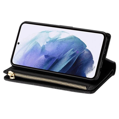 For Samsung Galaxy S24 Ultra Leather Case Zipper Wallet Glittery Phone Cover