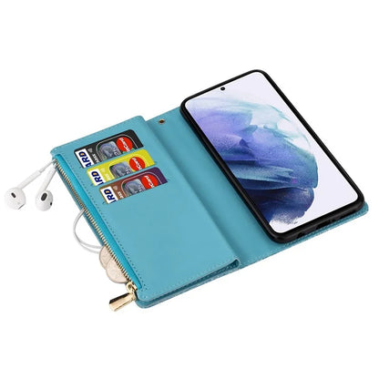 For Samsung Galaxy S24 Ultra Leather Case Zipper Wallet Glittery Phone Cover