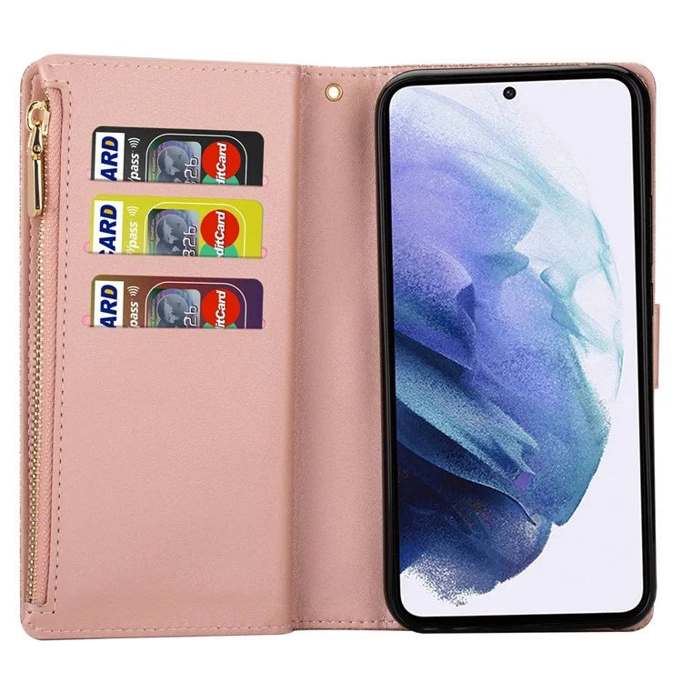 For Samsung Galaxy S24 Ultra Leather Case Zipper Wallet Glittery Phone Cover