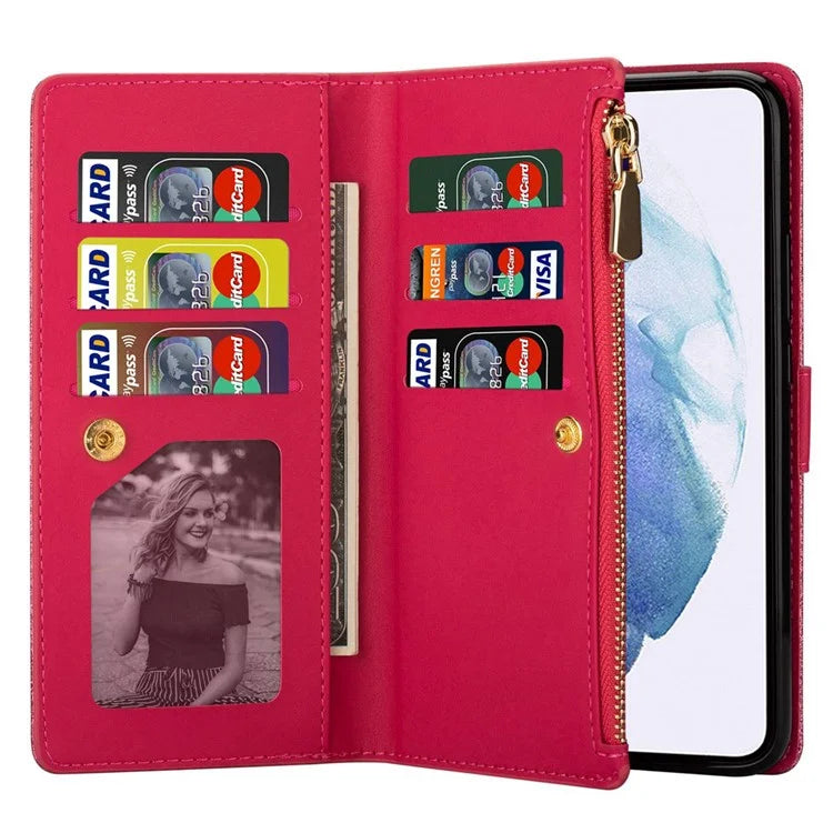 For Samsung Galaxy S24 Ultra Leather Case Zipper Wallet Glittery Phone Cover