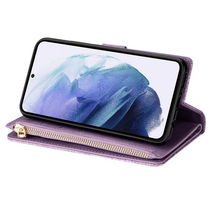For Samsung Galaxy S24 Ultra Leather Case Zipper Wallet Glittery Phone Cover